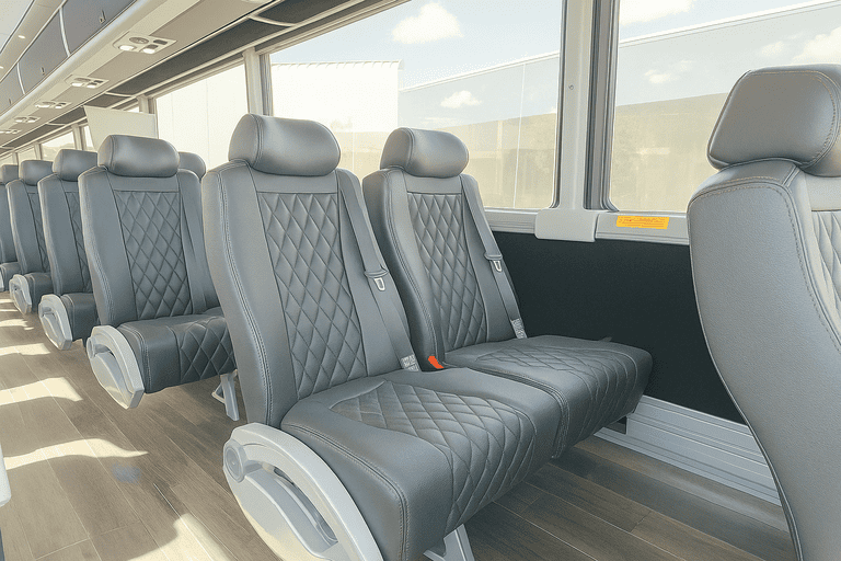 interior of New Orleans Shuttle Bus Rentals charter bus